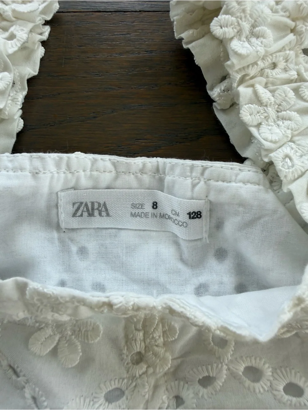 Zara White Eyelet Floral Dress for Girls